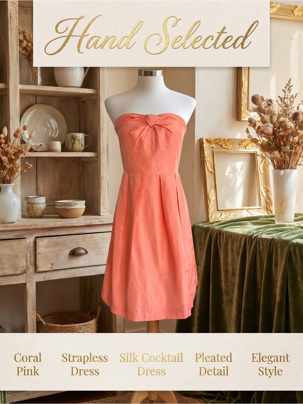 J.Crew Coral Strapless Silk Dress: Cocktail/Wedding Guest -Size 2